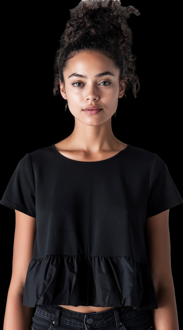 Love Scarlett Black Short Sleeve Bubble Hem Peplum Top